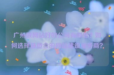 廣州做網(wǎng)站好的公司有哪些？如何選擇最適合的網(wǎng)站建設(shè)服務(wù)商？