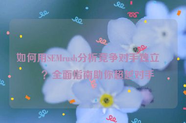 如何用SEMrush分析競爭對手獨(dú)立站？全面指南助你超越對手