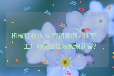 機械行業(yè)TikTok營銷案例，注塑機工廠如何通過短視頻獲客？