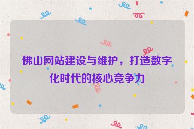 佛山網(wǎng)站建設(shè)與維護(hù)，打造數(shù)字化時(shí)代的核心競(jìng)爭(zhēng)力