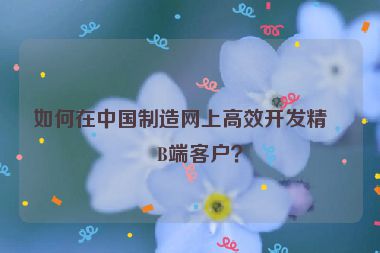 如何在中國制造網(wǎng)上高效開發(fā)精準B端客戶？