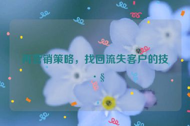 再營(yíng)銷策略，找回流失客戶的技巧