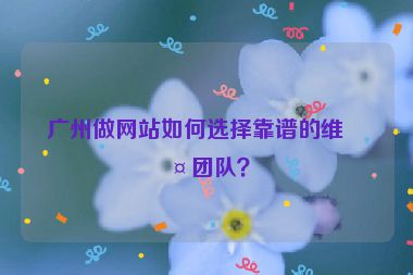 廣州做網(wǎng)站如何選擇靠譜的維護(hù)團(tuán)隊(duì)？
