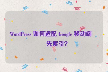 WordPress 如何適配 Google 移動端優(yōu)先索引？