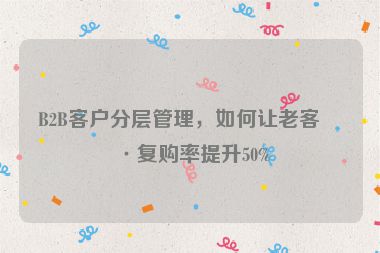 B2B客戶分層管理，如何讓老客戶復購率提升50%