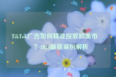 TikTok廣告如何精準(zhǔn)投放歐美市場(chǎng)？2024最新案例解析