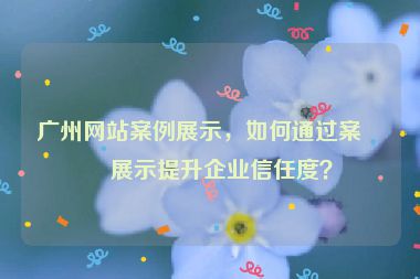 廣州網(wǎng)站案例展示，如何通過(guò)案例展示提升企業(yè)信任度？