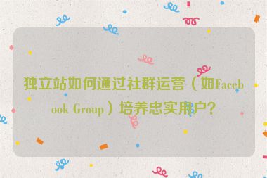 獨(dú)立站如何通過(guò)社群運(yùn)營(yíng)（如Facebook Group）培養(yǎng)忠實(shí)用戶？