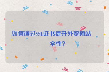 如何通過SSL證書提升外貿(mào)網(wǎng)站安全性？