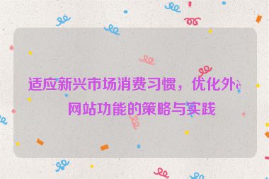 適應(yīng)新興市場消費(fèi)習(xí)慣，優(yōu)化外貿(mào)網(wǎng)站功能的策略與實(shí)踐