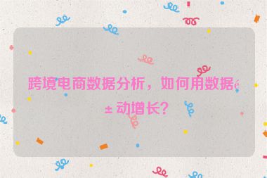 跨境電商數(shù)據(jù)分析，如何用數(shù)據(jù)驅(qū)動(dòng)增長(zhǎng)？