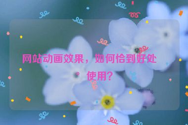 網(wǎng)站動(dòng)畫效果，如何恰到好處地使用？