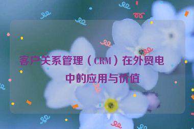 客戶關(guān)系管理（CRM）在外貿(mào)電商中的應(yīng)用與價(jià)值