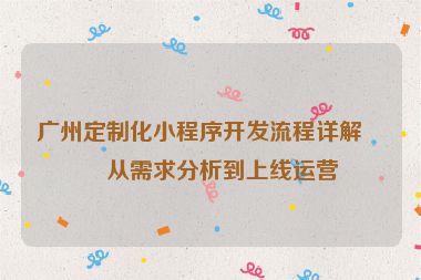 廣州定制化小程序開(kāi)發(fā)流程詳解，從需求分析到上線運(yùn)營(yíng)