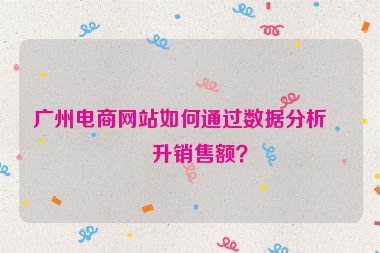 廣州電商網(wǎng)站如何通過數(shù)據(jù)分析提升銷售額？