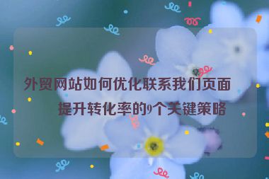 外貿(mào)網(wǎng)站如何優(yōu)化聯(lián)系我們頁面？提升轉(zhuǎn)化率的9個(gè)關(guān)鍵策略