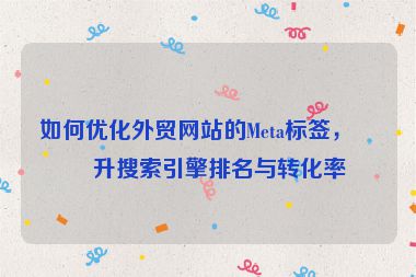 如何優(yōu)化外貿(mào)網(wǎng)站的Meta標簽，提升搜索引擎排名與轉(zhuǎn)化率
