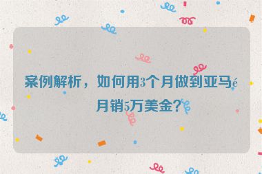 案例解析，如何用3個(gè)月做到亞馬遜月銷(xiāo)5萬(wàn)美金？
