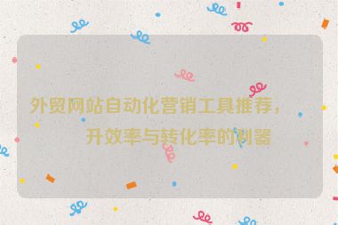 外貿(mào)網(wǎng)站自動(dòng)化營(yíng)銷(xiāo)工具推薦，提升效率與轉(zhuǎn)化率的利器