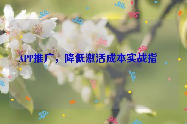 APP推廣，降低激活成本實戰(zhàn)指南
