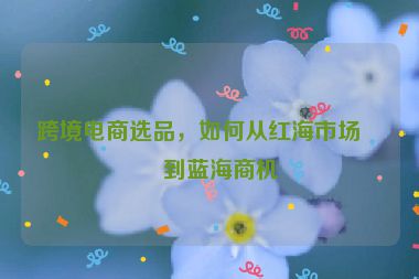 跨境電商選品，如何從紅海市場找到藍海商機