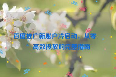 百度推廣新賬戶冷啟動(dòng)，從零到高效投放的完整指南