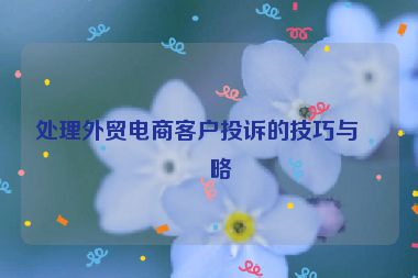 處理外貿(mào)電商客戶投訴的技巧與策略