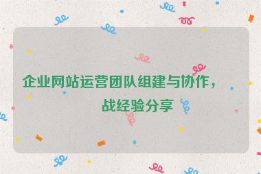 企業(yè)網(wǎng)站運(yùn)營(yíng)團(tuán)隊(duì)組建與協(xié)作，實(shí)戰(zhàn)經(jīng)驗(yàn)分享