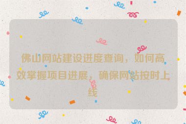 佛山網(wǎng)站建設(shè)進(jìn)度查詢，如何高效掌握項(xiàng)目進(jìn)展，確保網(wǎng)站按時(shí)上線