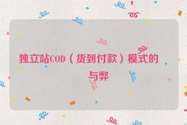 獨立站COD（貨到付款）模式的利與弊