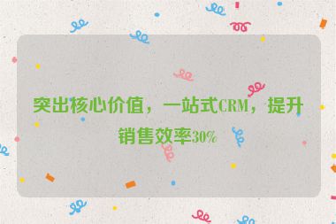 突出核心價值，一站式CRM，提升銷售效率30%