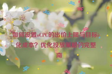 如何設(shè)置oCPC的出價(jià)上限與目標(biāo)轉(zhuǎn)化成本？?jī)?yōu)化投放策略的完整指南