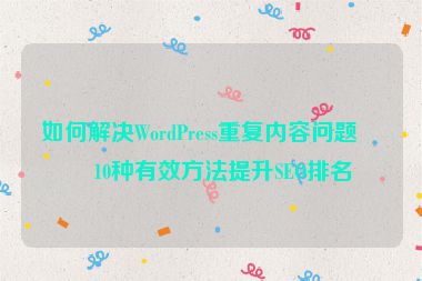如何解決WordPress重復(fù)內(nèi)容問題？10種有效方法提升SEO排名