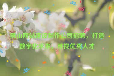 佛山網(wǎng)站建設(shè)制作公司招聘，打造數(shù)字化未來，尋找優(yōu)秀人才