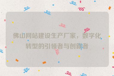 佛山網(wǎng)站建設(shè)生產(chǎn)廠家，數(shù)字化轉(zhuǎn)型的引領(lǐng)者與創(chuàng)新者