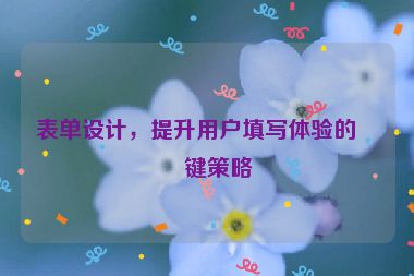 表單設(shè)計(jì)，提升用戶填寫體驗(yàn)的關(guān)鍵策略