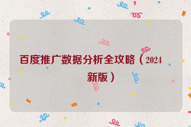 百度推廣數(shù)據(jù)分析全攻略(2024最新版)
