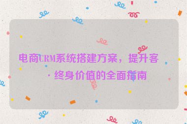 電商CRM系統(tǒng)搭建方案，提升客戶終身價值的全面指南