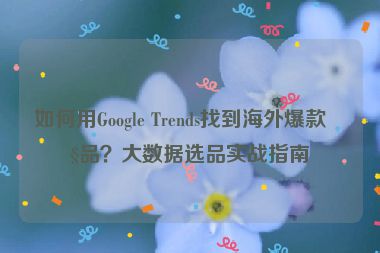 如何用Google Trends找到海外爆款產(chǎn)品？大數(shù)據(jù)選品實(shí)戰(zhàn)指南