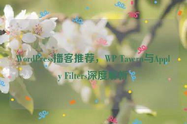 WordPress播客推薦，WP Tavern與Apply Filters深度解析