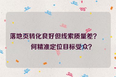 落地頁轉(zhuǎn)化良好但線索質(zhì)量差？如何精準(zhǔn)定位目標(biāo)受眾？