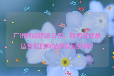 廣州網(wǎng)站建設(shè)公司，如何選擇最適合您的網(wǎng)站建設(shè)服務(wù)商？