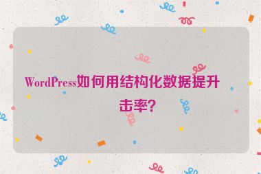 WordPress如何用結(jié)構(gòu)化數(shù)據(jù)提升點(diǎn)擊率？