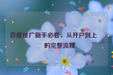 百度推廣新手必看，從開戶到上線的完整流程