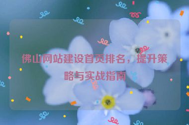 佛山網(wǎng)站建設(shè)首頁(yè)排名，提升策略與實(shí)戰(zhàn)指南