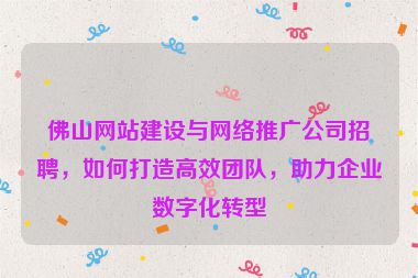 佛山網(wǎng)站建設與網(wǎng)絡推廣公司招聘，如何打造高效團隊，助力企業(yè)數(shù)字化轉(zhuǎn)型