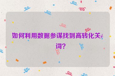 如何利用數(shù)據(jù)參謀找到高轉(zhuǎn)化關(guān)鍵詞？