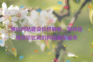 佛山網(wǎng)站建設(shè)價格解析，如何選擇性價比高的網(wǎng)站建設(shè)服務(wù)
