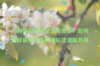 廣州好的做網(wǎng)站公司推薦，如何選擇最適合您的網(wǎng)站建設(shè)服務(wù)商