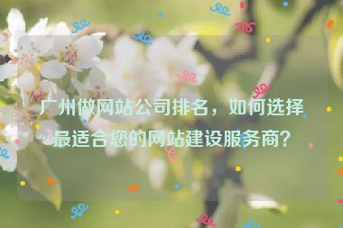 廣州做網(wǎng)站公司排名，如何選擇最適合您的網(wǎng)站建設(shè)服務(wù)商？